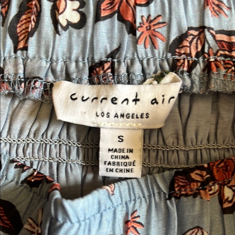 Anthropologie Current Air Blue Smocked Bubble Midi Skirt - Picture 2 of 7